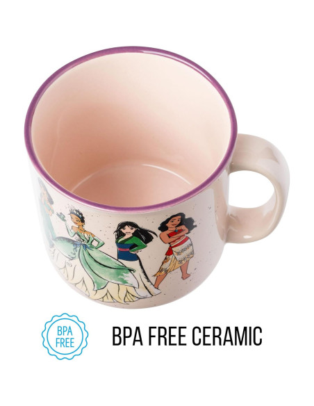 Taza Camper Cerámica Silver Buffalo Princesas Disney 590ml