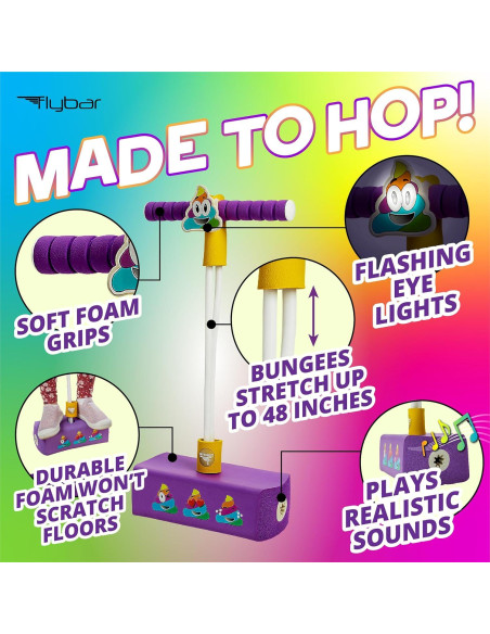 Pogo Stick Flybar Caca Arcoíris para Niños de 3 Años