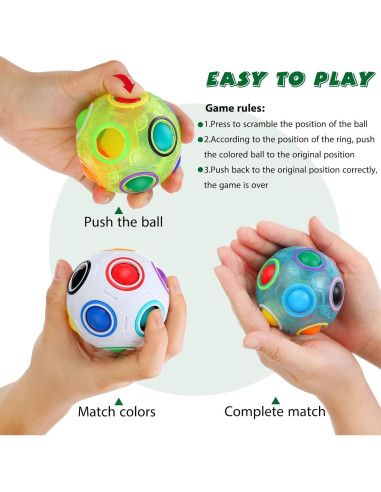 10 Pelotas Mágicas Antiestrés Arcoíris Yilloog 7 cm