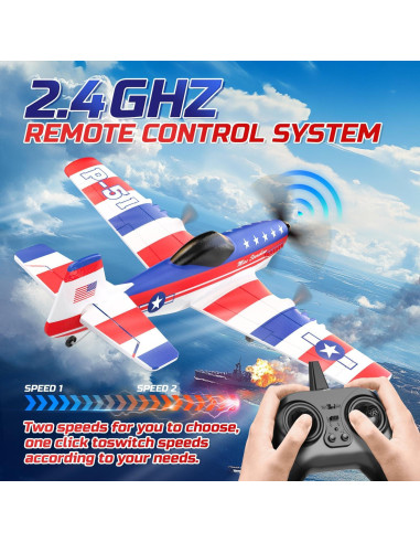 Avión RC DEERC P51D Mustang 3 Canales Estabilizador