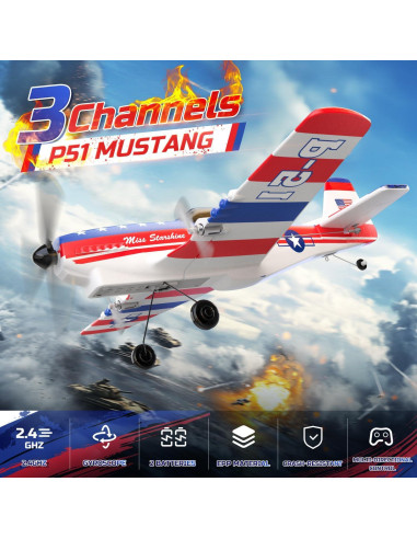 Avión RC DEERC P51D Mustang 3 Canales Estabilizador