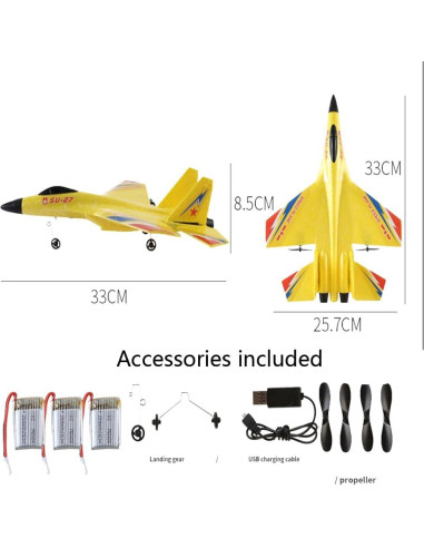 Avión RC NVVSDEKQ Su-27 2 Canales 2.4GHz para Principiantes