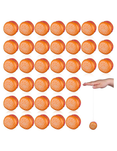 36 Yoyos Hamburguesa de Plástico para Niños - Juguetes de Fiesta