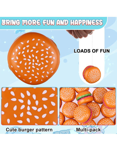 36 Yoyos Hamburguesa de Plástico para Niños - Juguetes de Fiesta
