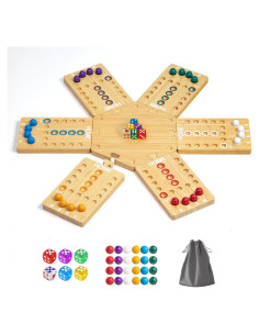 Juego de Mesa de Canicas de Madera MeMeFen para 2-6 Jugadores