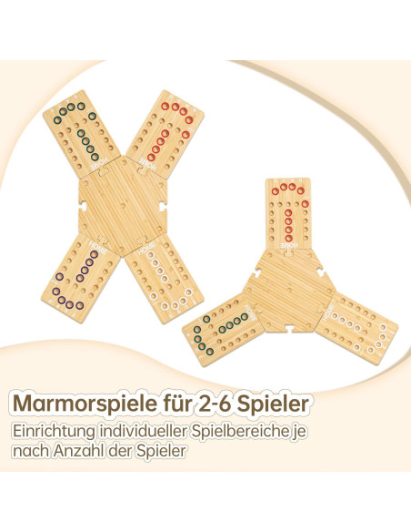 Juego de Mesa de Canicas de Madera MeMeFen para 2-6 Jugadores