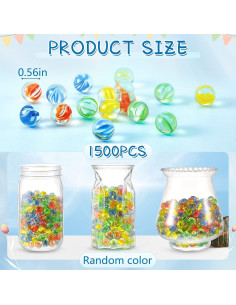 Canicas de Vidrio Lewtemi 1500 Pcs Ojos de Gato 1.4 cm 2
