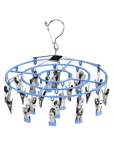 Secador de Ropa PHYDELU con 24 Clips Acero Inoxidable Azul