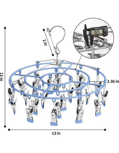 Secador de Ropa PHYDELU con 24 Clips Acero Inoxidable Azul