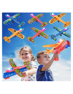 Bigdream 6 Aviones Lanzadores LED para Niños 3 a 12 Años