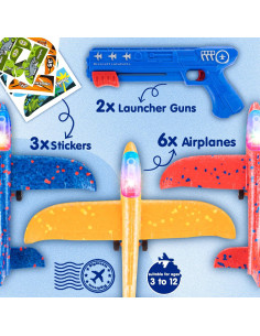 Bigdream 6 Aviones Lanzadores LED para Niños 3 a 12 Años 2