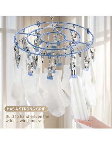 Secador de Ropa PHYDELU con 24 Clips Acero Inoxidable Azul