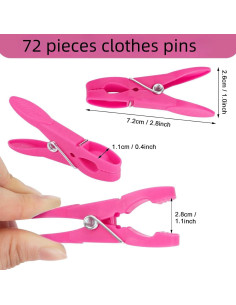 72 Pinzas de Ropa Coloridas Wjwumha con 2 Cuerdas de 5m 2