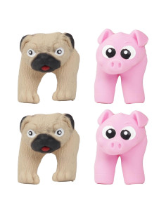 Paquete de 4 títeres de dedo de animales - Cerdo y perro