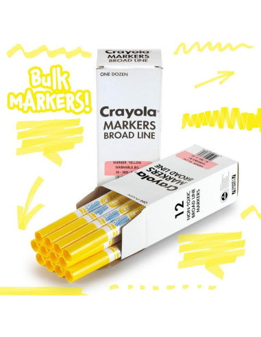 Marcadores Lavables Crayola Amarillo 12 Piezas Anchos