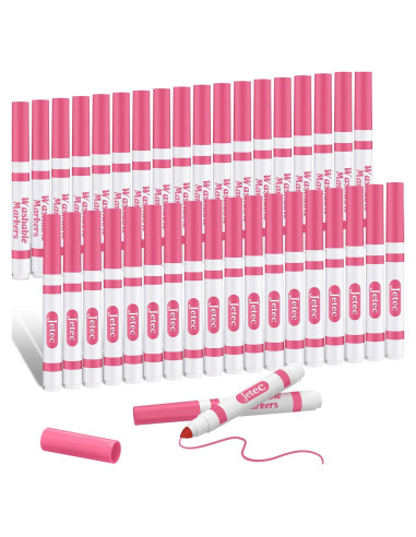 Marcadores Lavables Janlaugh 36 Pcs Rosa Punta Cónica