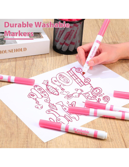 Marcadores Lavables Janlaugh 36 Pcs Rosa Punta Cónica