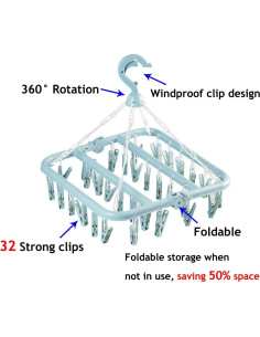 Perchas Plegables Fanghome con 32 Clips para Secar Ropa 2