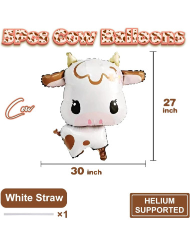 5 Piezas Globo de Vaca Mylar 76 cm para Fiesta de Bebé