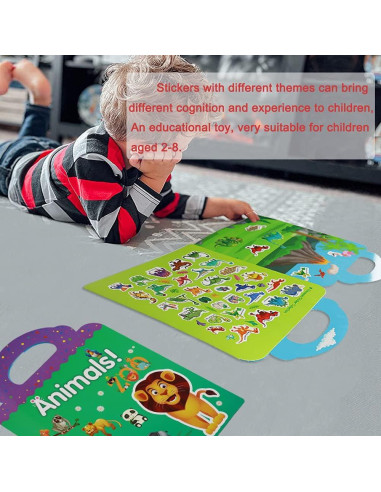 Libros de Pegatinas Reutilizables Yowlieu 4 Pcs Educativos