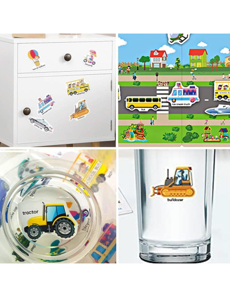 Libro de Pegatinas Reutilizables Yowlieu Vehículos 3 a 6 Años