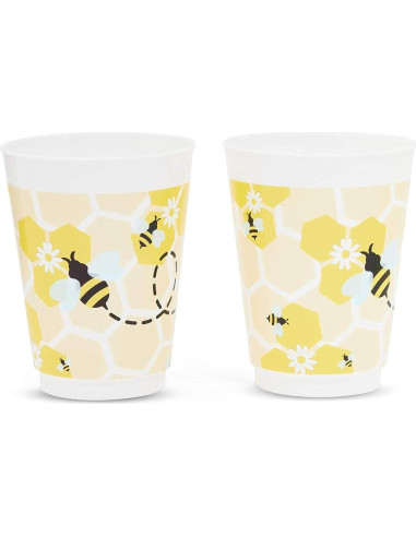 Vasos de Plástico Reutilizables BLUE PANDA 16 Pzs Tema Abeja