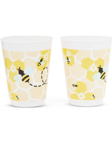 Vasos de Plástico Reutilizables BLUE PANDA 16 Pzs Tema Abeja
