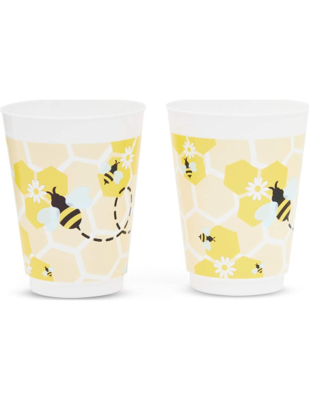 Vasos de Plástico Reutilizables BLUE PANDA 16 Pzs Tema Abeja
