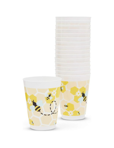 Vasos de Plástico Reutilizables BLUE PANDA 16 Pzs Tema Abeja