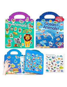 Libros de Pegatinas Reutilizables Yowlieu 2 Pcs Animales