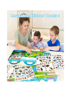 2 Libros de Pegatinas Reutilizables Cafalibe para Niños 2-4 Años 2