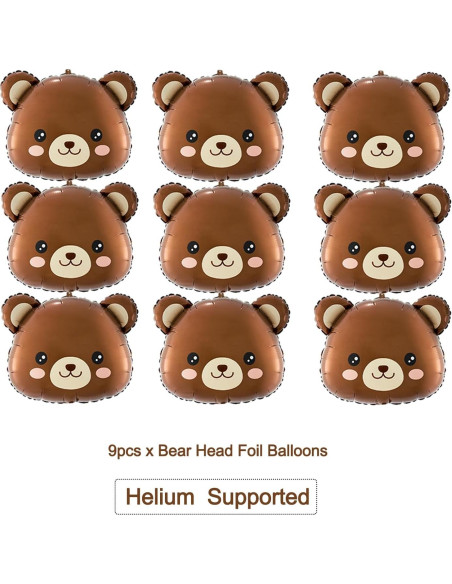 Globos de Oso Marrón Finypa 9 Piezas para Fiesta