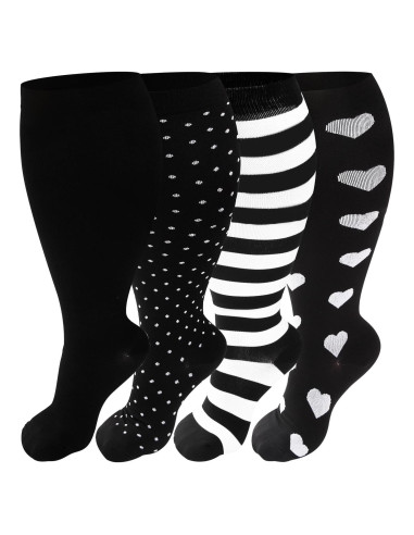 4 Pares de Medias de Compresión Talla Grande VOMFIT 20-30 mmHg