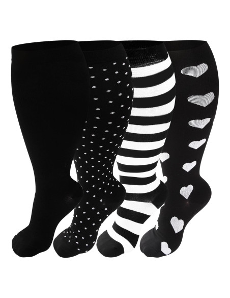 4 Pares de Medias de Compresión Talla Grande VOMFIT 20-30 mmHg