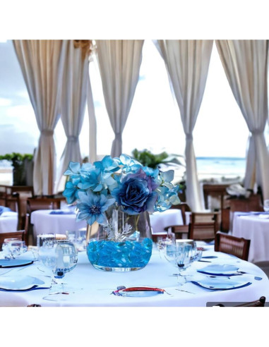 Piedras de Vidrio Azules HappyFiller 1 kg para Decoración