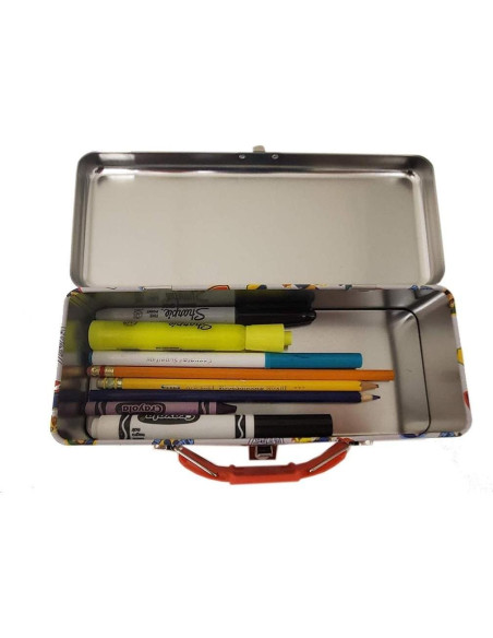 Caja de Lápices de Lata Rosa Minnie con Asa y Cierre