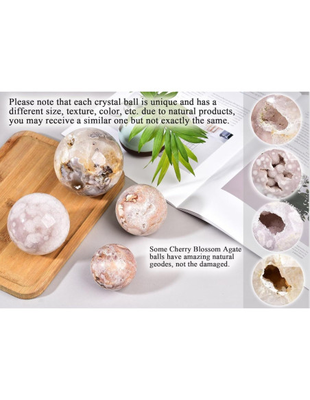 Bola de Cristal Ágata Flor de Cerezo CNYANFEI 60-70mm