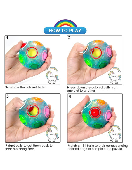 Bola de Rompecabezas Mágica Vdealen 7 cm Arcoíris - 2 Piezas