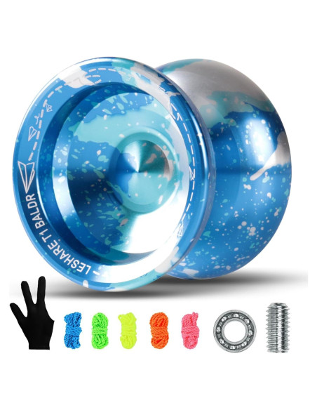 Yoyo Profesional JOLESHARE T1 Metal Azul Plata con Cuerdas