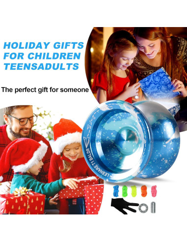 Yoyo Profesional JOLESHARE T1 Metal Azul Plata con Cuerdas