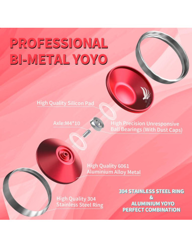 Yoyo Bi-Metal Profesional YOYOSTUDIO S03 Rojo Plata