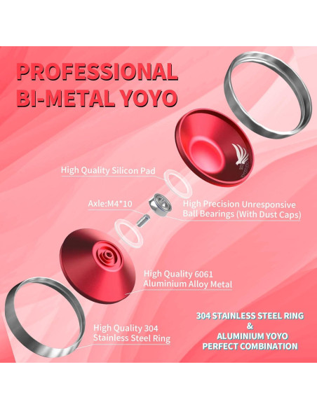 Yoyo Bi-Metal Profesional YOYOSTUDIO S03 Rojo Plata