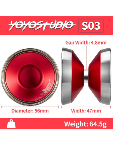 Yoyo Bi-Metal Profesional YOYOSTUDIO S03 Rojo Plata