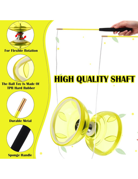 Juego de Diabolo Chino Simgoing Amarillo con Palos y Cuerda