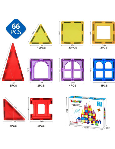 MAGBLOCK Azulejos Magnéticos 66PCS Juguetes Educativos