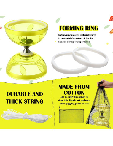 Juego de Diabolo Chino Simgoing Amarillo con Palos y Cuerda