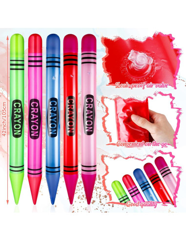 5 Crayones Inflables Gigantes Glimin 109 cm Neón Fiesta