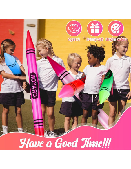 5 Crayones Inflables Gigantes Glimin 109 cm Neón Fiesta