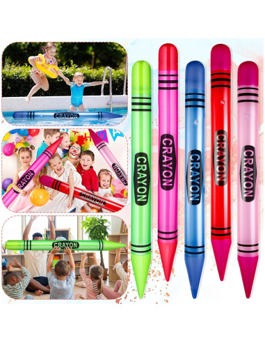 5 Crayones Inflables Gigantes Glimin 109 cm Neón Fiesta