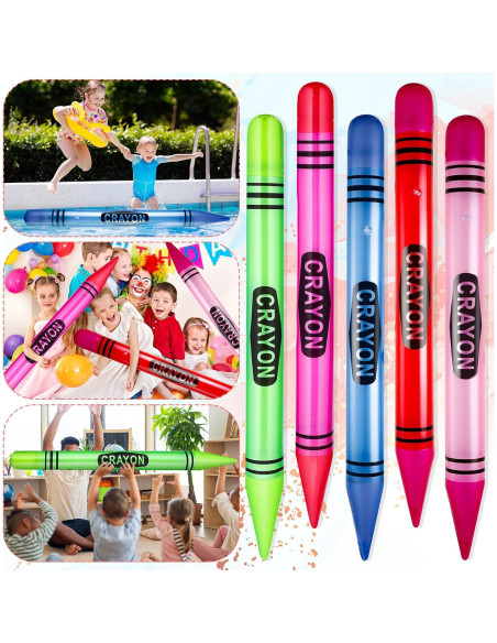 5 Crayones Inflables Gigantes Glimin 109 cm Neón Fiesta